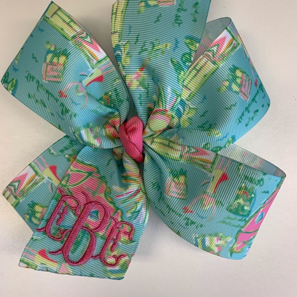Florida Hair Bow, Any 3 initials monogram - Picture 3 of 8
